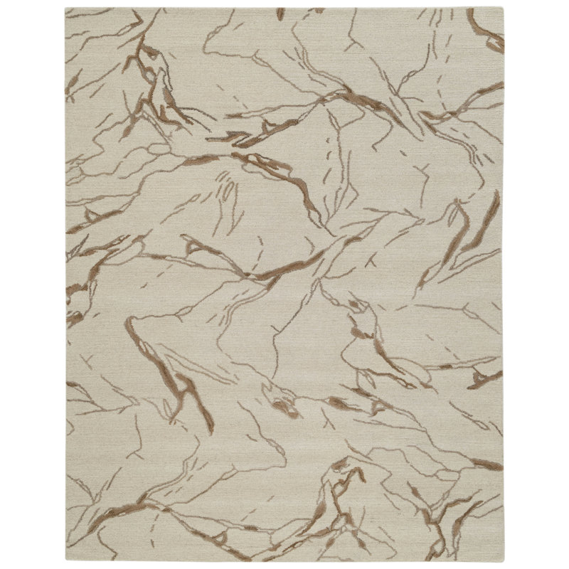 Dannie Ada Hand-Tufted Wool Abstract Area Rug, Rectangle 7'9" x 9'9", Ivory