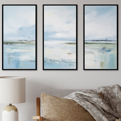 «Soft Color Beach Horizon - Coastal Minimalisme», ensemble d'art mural