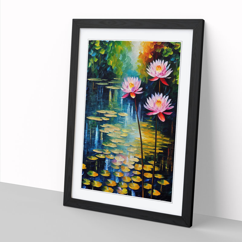 Water Lily Pond - Framed Print, Black, 64cm H x 46cm W x 2cm D
