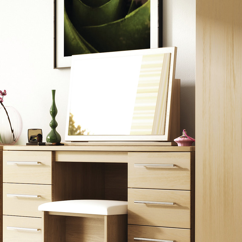 Fully Assembled Lyndale Dresser Mirror, Modern Oak