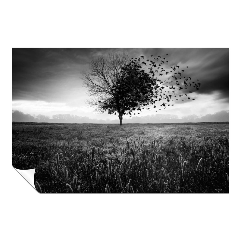 Lonely Tree Black Birds - No Frame Print, 20cm H x 31cm W x 0.5cm D