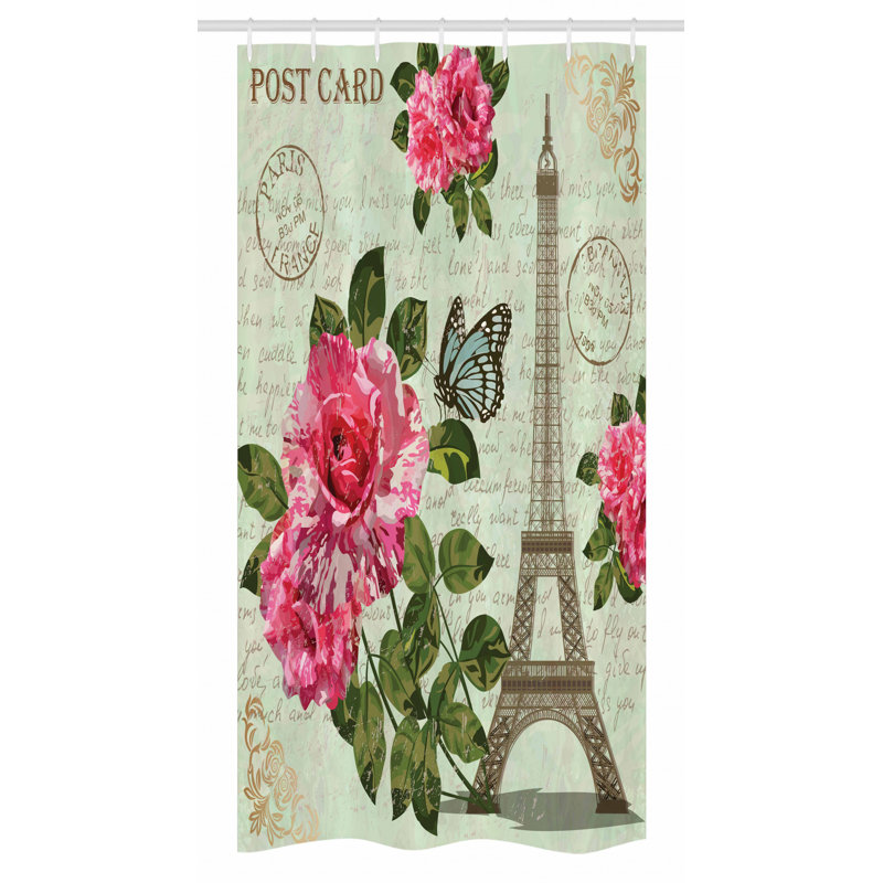 Floral Shower Curtain with Hooks Included, 36" W x 72" L