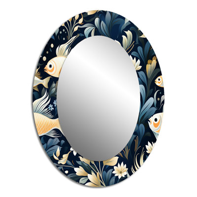 Ryshawn Coastal Underwater Elegance Coastal Pattern - Coastal Wall Mirror, Coastal Decorative Mirror, Printed Metal Art