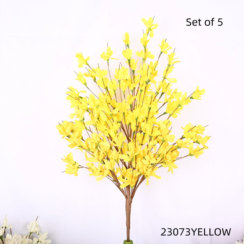 Faux Forsythia Branch, Floral Arrangement, Yellow