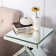 Amla 24'' Tall Pedestal Mirrored Glass Top End Table with Crystal Inlay