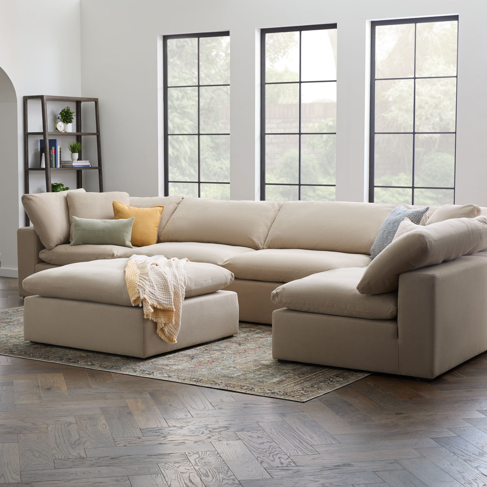 Calana Modular Sectional, Almond, 6 Piece