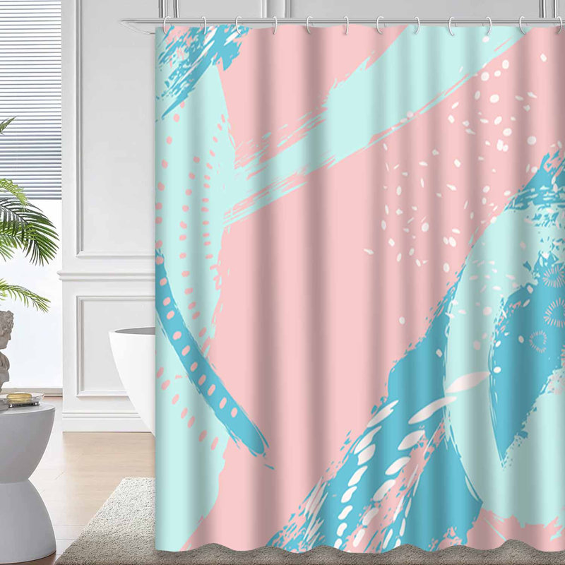 Rideau de douche 12 coups de pinceau bleu pastel, 72" L x 78" W
