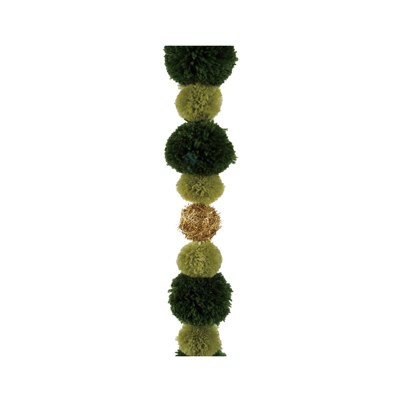 Green & Gold Fabric Pom Pom Garland