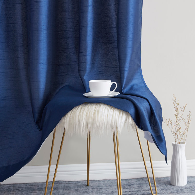 Eisenhart Semi Sheer Curtain Pair, Navy Blue, 54" W x 96" L