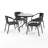 Amlie 28.75" W Round Glass 4-Person Dining Set with Stackable Chairs-743294982