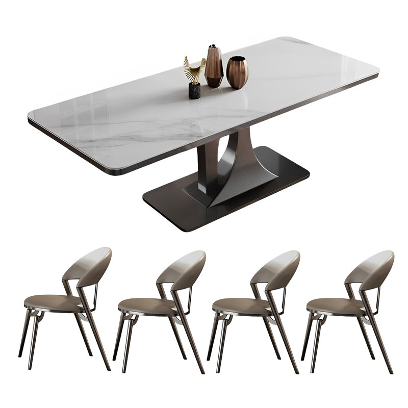 Ensemble de table de salle à manger rectangulaire et chaises, H 29,52 po x L 70,86 po x l 35,43 po
