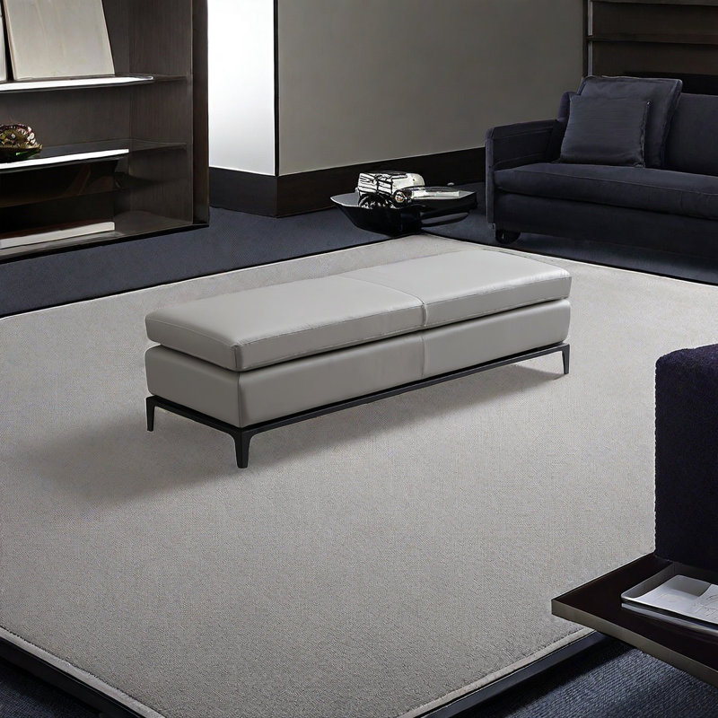 Banc rembourré en cuir microfibre Minimalist, H 17,71 po x l 62,99 po x P 19,68 po
