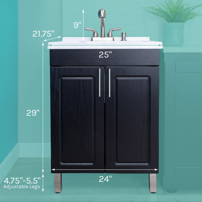 Ensemble de meuble-lavabo simple 25 po Hameed, Acier inoxydable