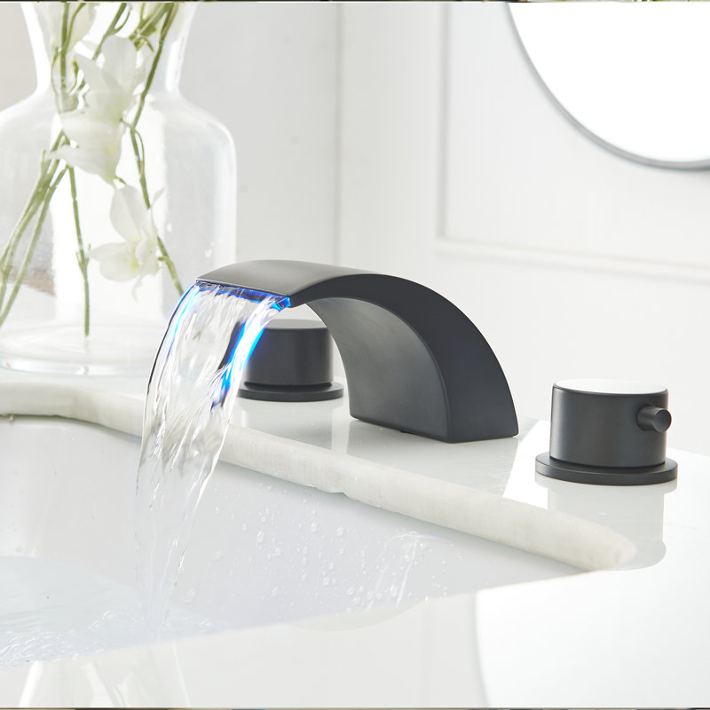 Widespread 2-handle Bathroom Faucet with Drain Assembly, Matte Black