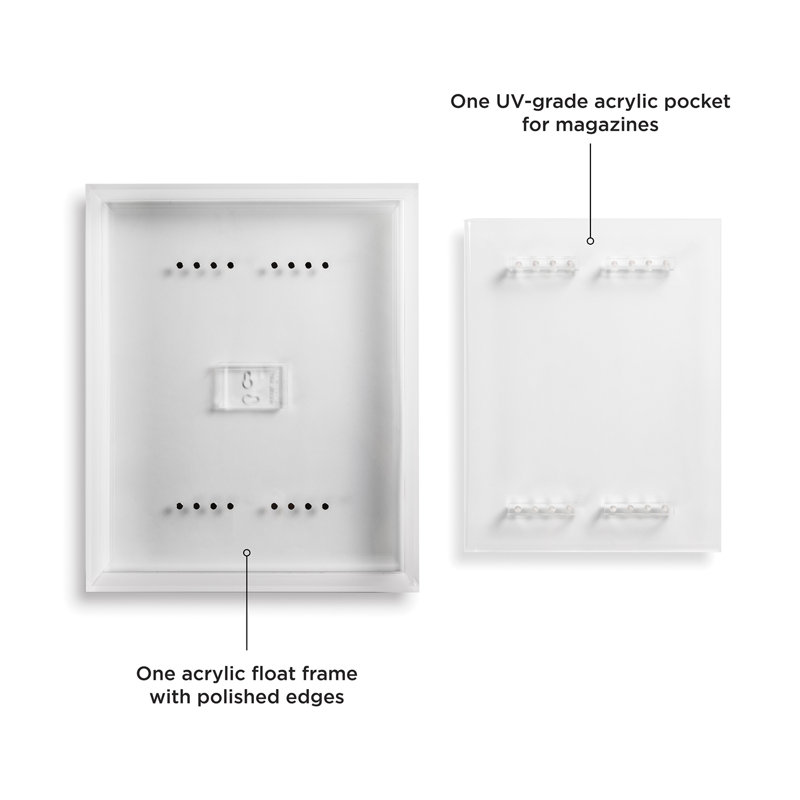 Magazine Float Frame for 8.5x11 Booklets, Frost