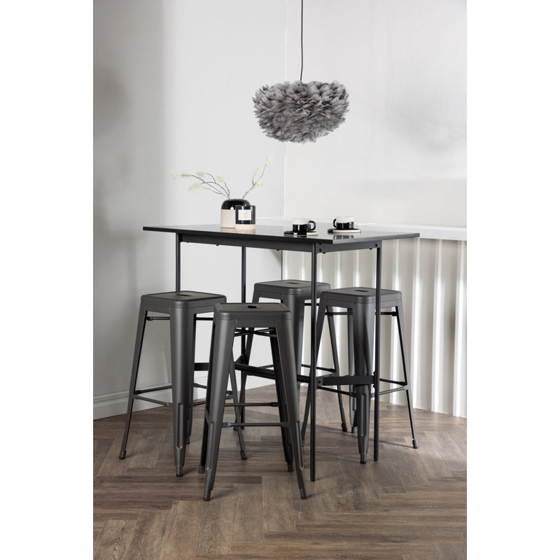 Alicyn 4 - Person Dining Set, Dark Grey, Dark Grey