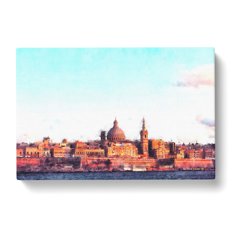 View Of Valletta In Malta - Wrapped Canvas Painting, 60cm H x 91cm W x 3cm D