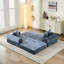 Canapé-lit convertible pliable en chenille bleue, polyvalent pour diverses activités, structure en éponge douce, solution de rangement compacte, aucun assemblage requis, conception modulaire personnalisée, avec-1166945508-1166945509