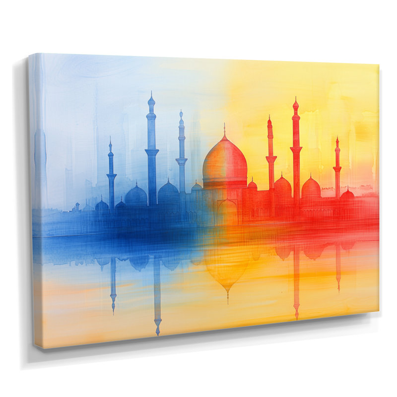 Mosquées au lever du soleil, impression d'art paysage I, H 12 po x l 20 po, Toile tendue, Ne s’applique pas