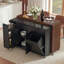 Îlot de cuisine 102,3 po avec table de salle à manger extensible, chariot d'îlot roulant avec armoire de rangement pour poubelles, support à épices coulissant à 3 niveaux, table d'îlot mobile sur roulettes pour la cuisine, la salle à manger, noir-730211561