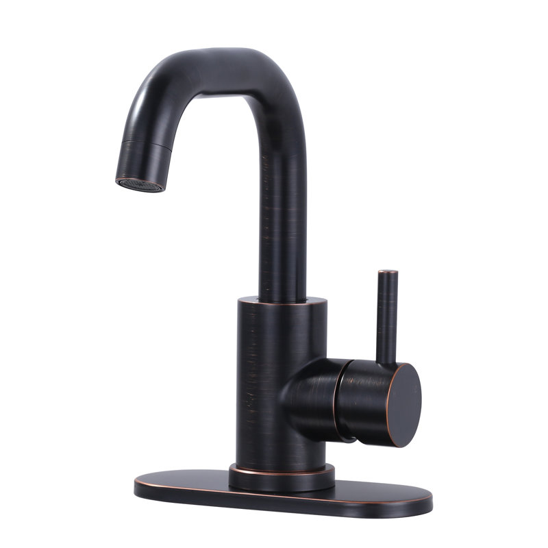 Stainless Steel Single Handle Bar Faucet With 6.3" Deck Cover Plate And Supply Lines, Oil Rubbed Bronze