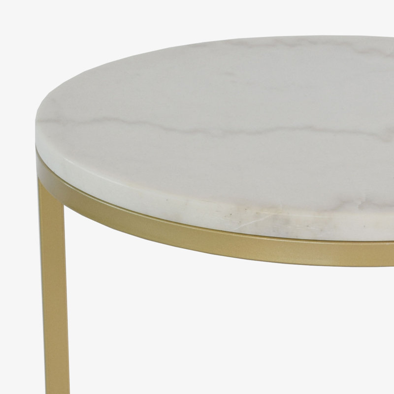 Marble Frame End Table, White/Gold