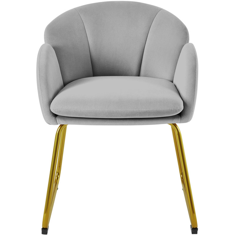 Flower Shape Tub Chair with Golden Metal Legs , Grey