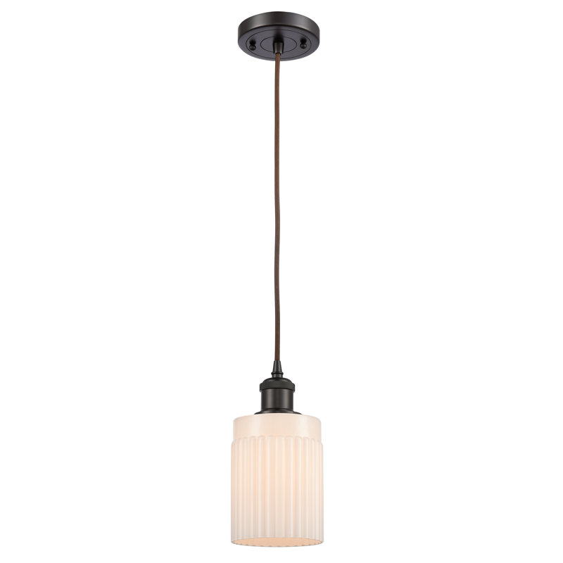 Luminaire suspendu simple à 1 lumière Kamena, Blanc mat, Bronze huilé, Ampoule non incluse