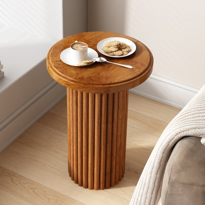 Round Wood End Table