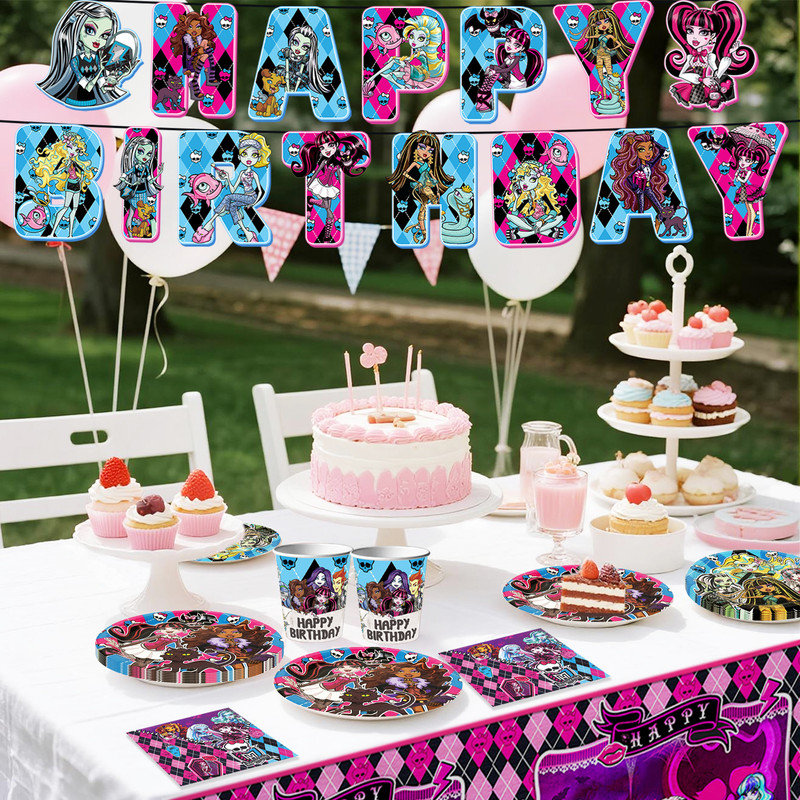 114Pcs Monster High Birthday Party Tableware Set