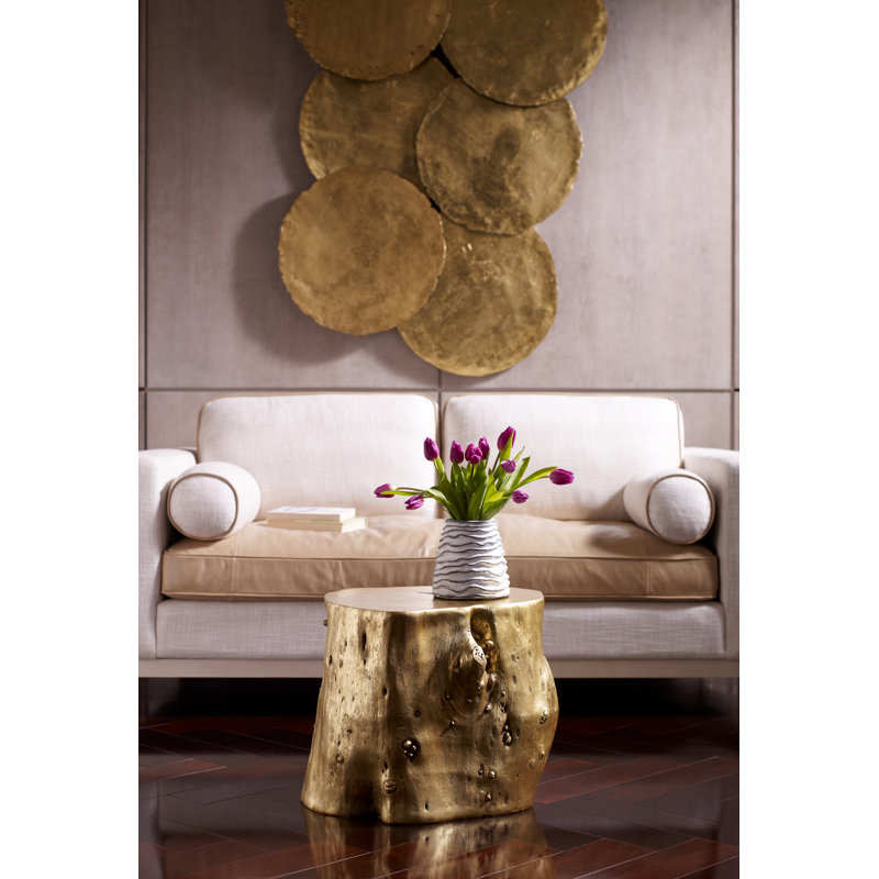 Large Gold Leaf Resin Log Storage Stool