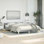 Base de lit en tissu Pranavi vidaXL, support de lattes, sans matelas