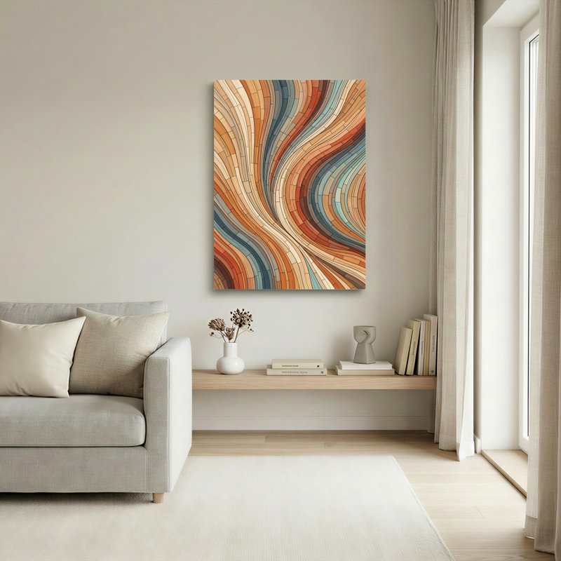 Ensemble de 1 tableau sur toile à rayures ondulées, 24"H x 18"W, Toile tendue