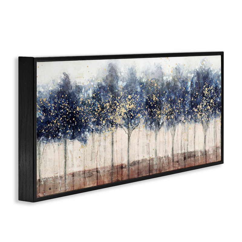 "Stupell Industries Trees with Modern Splash", art mural par Nina Blue, Giclée encadrée noir minuit