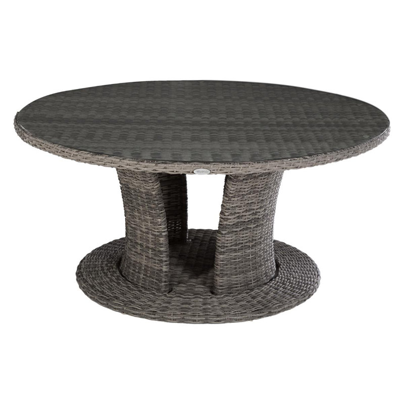 Bestla Round Wicker Outdoor Dining Table , 160cm cm W 160cm cm D, Dark Brown
