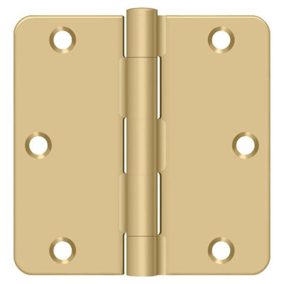 Charnière à rayon 3 1/2 po x 3 1/2 po x 1/4 po Deltana S35R44, épaisseur résidentielle, paire de laiton brossé