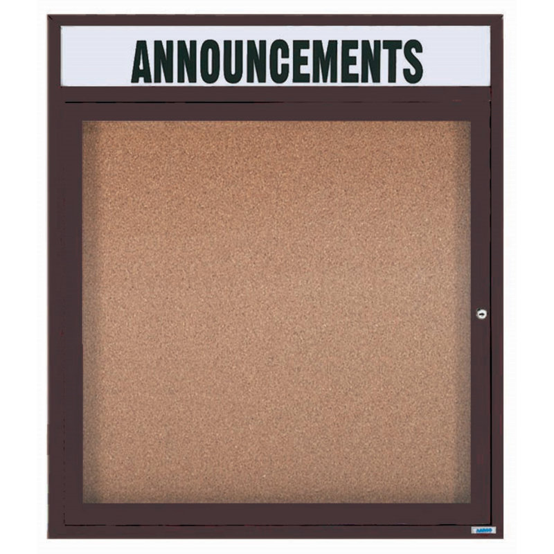Wall Cork Bulletin Board, One, Bronze Anodized, 24" H x 18" W