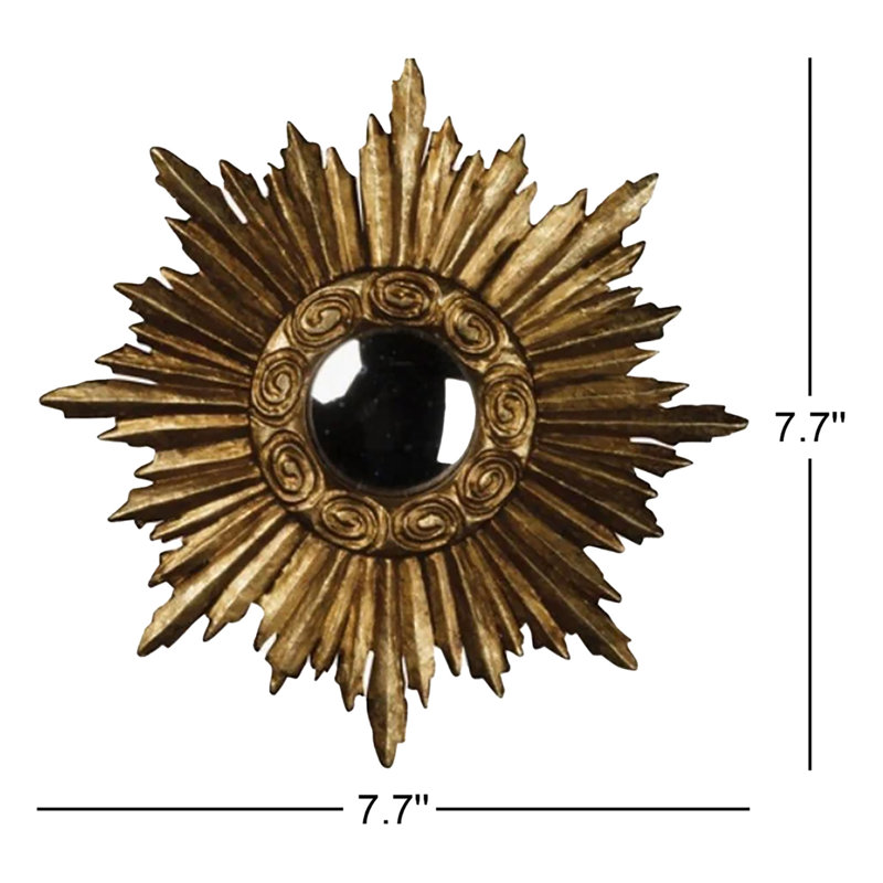 Reyniel Sunburst Mini Dramatic Gold Mirror Round Small Wall Mirror