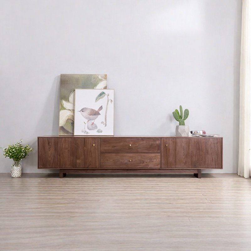 Meuble télé en bois de noyer noir pur, 86.61''