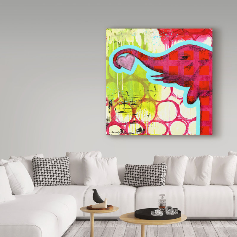 Art sur toile Huso «Hot Pink Elephant», H 14 po x l 14 po x P 2 po