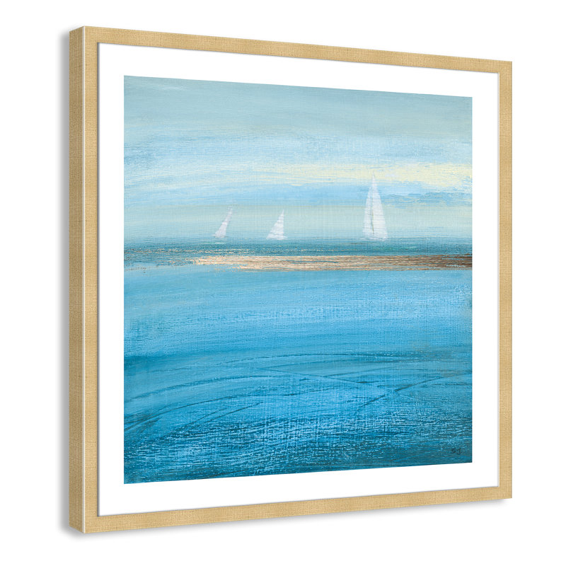 «Waiting on the Wind I» - Peinture encadrée, Encadrement champagne, H 32,5 po x l 32,5 po x P 2 po