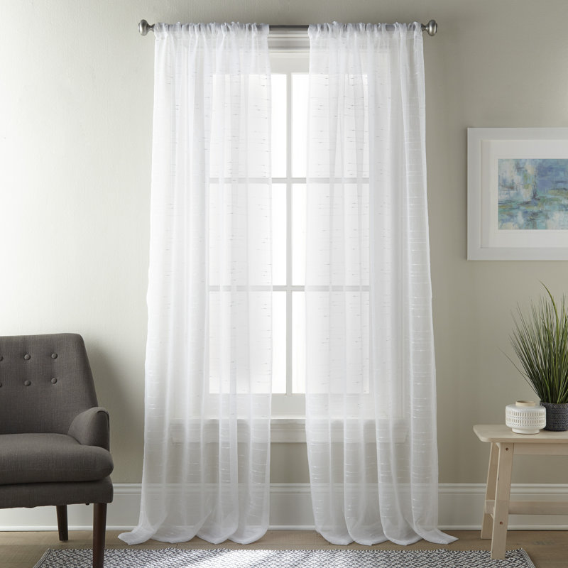 Paire de rideaux semi-transparents avec passe-tringle Aristteles, Blanc
