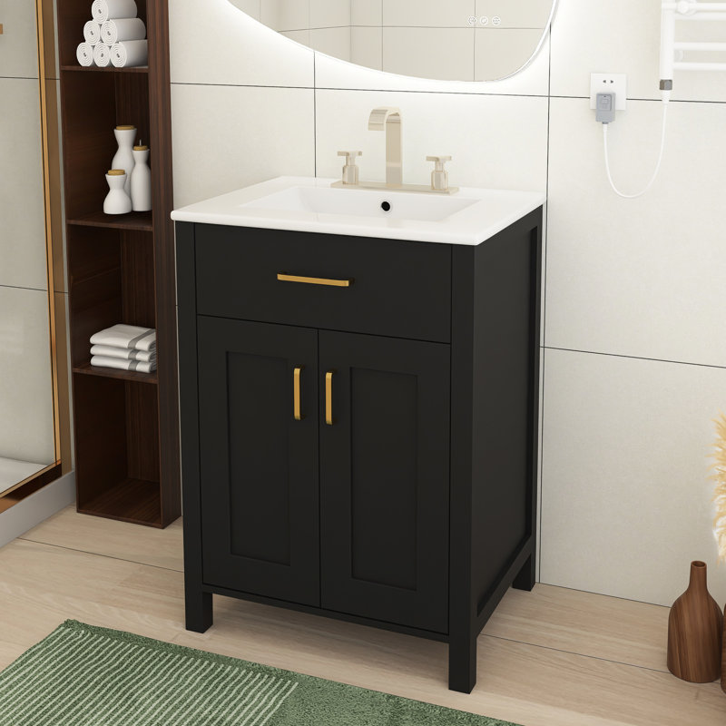 Ensemble de meuble-lavabo moderne en MDF avec deux portes à fermeture douce