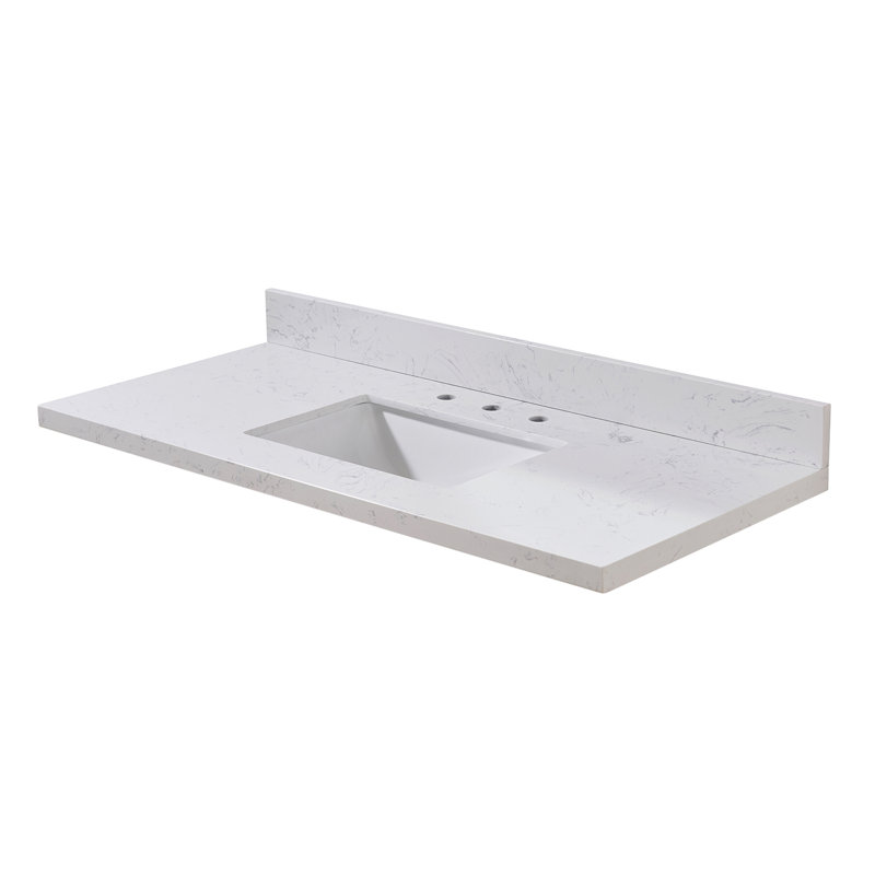 49" Aosta White Composite Stone Vanity Top with Ceramic Sink