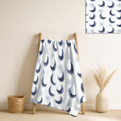 Lunar Gray – Black Abstract Fleece Blanket, Minimalist Warm Throw
