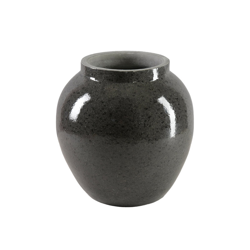 Latitude Run® Mirella Ceramic Black Vase – Glossy Polished Finish With Unique Spotted Texture, Elegant Home Decor For Floral Arrangements And Events, 10" Diameter & 11" Tall