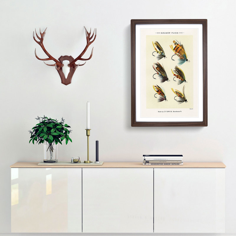 Salmon Fishing Flies Version 1 by Mary Orvis Marbury - Picture Frame Painting Print, Walnut, 91cm H x 60cm W x 2cm D
