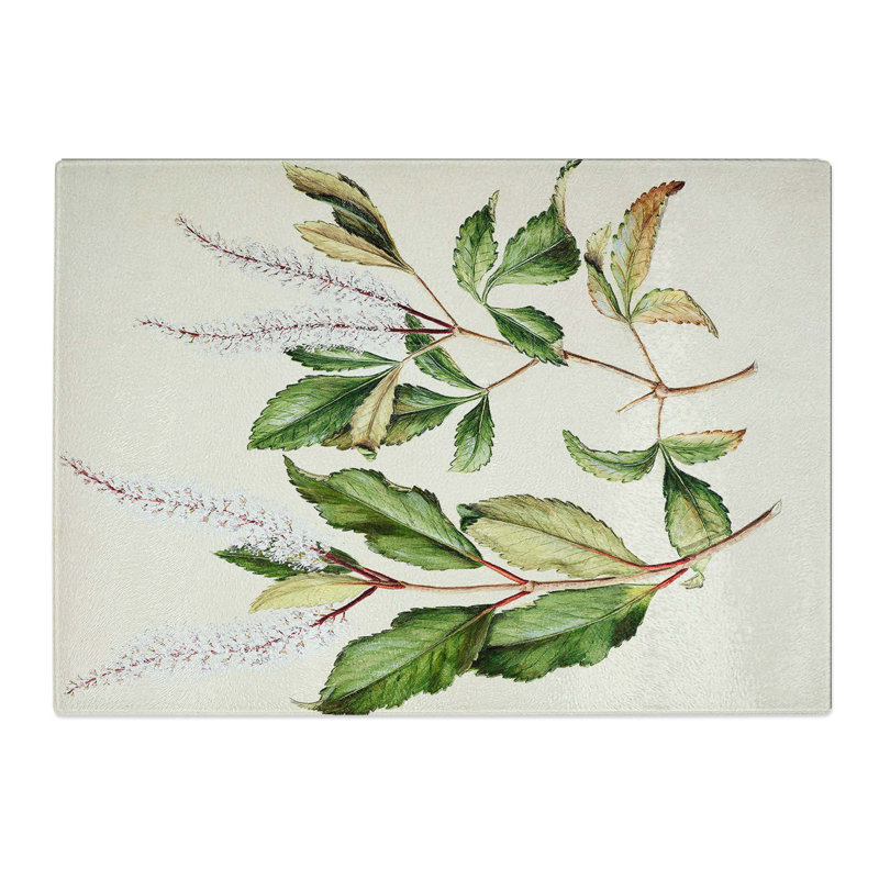 Tempered Glass Kamahi Tawhero Flowers by Sarah Featon Chopping Board, 28.5 cm x 20 cm