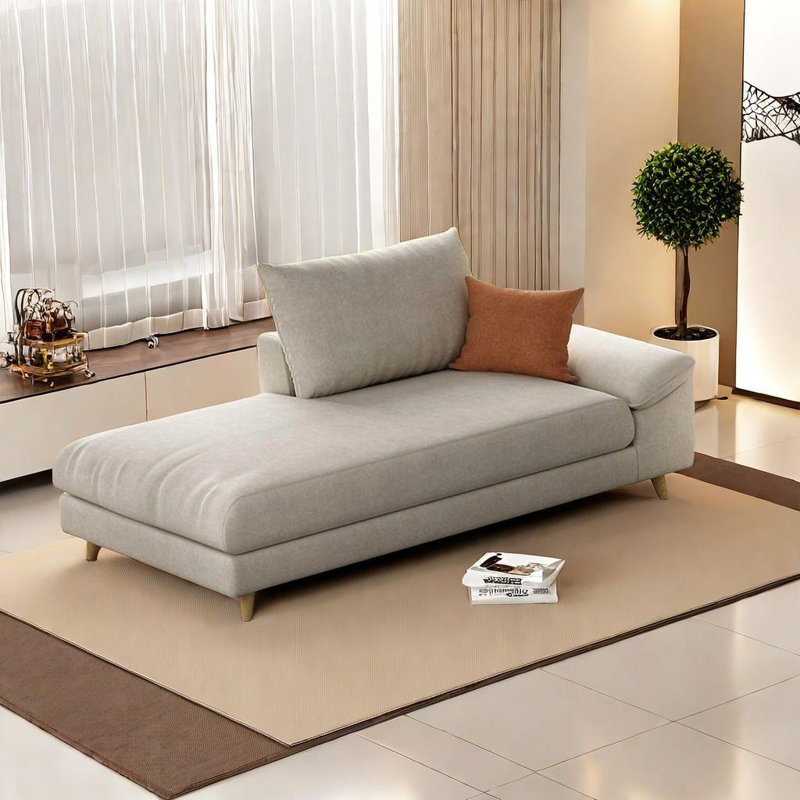 Chaise longue Soft Touch, Orienté à droite, Blanc crémeux