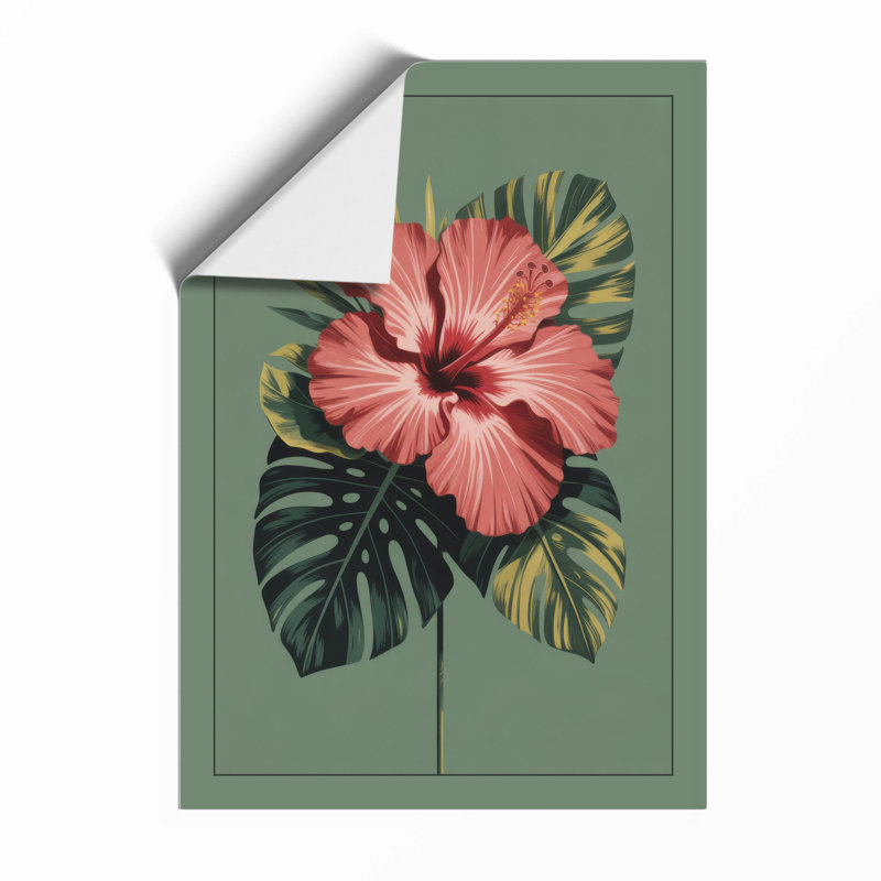 Pink Hibiscus Study Botanical - Framed Print, A2 - 59.4 x 42.0 cm, Unframed